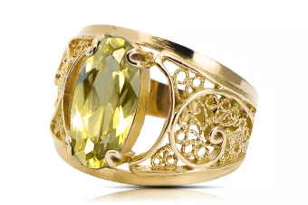 Artisanat vintage Anneau Péridot jaune Or jaune 14 carats vrc057y